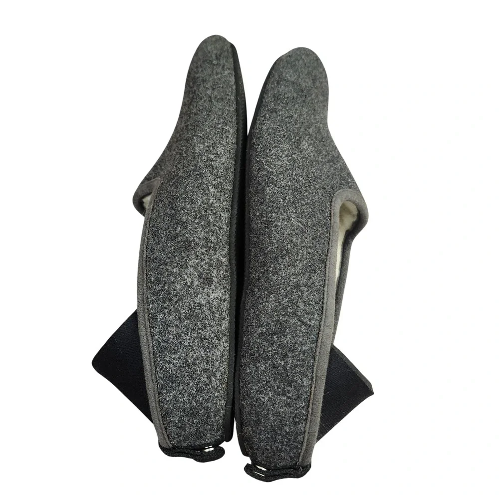 Mahabis Classic Wool Slippers Charcoal Grey wool Lined  Mens 11.5-12 Felt Cozy